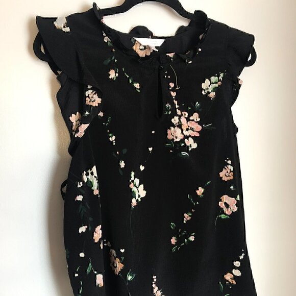 LC Lauren Conrad Tops - XXL Lauren Conrad Black Floral Blouse
